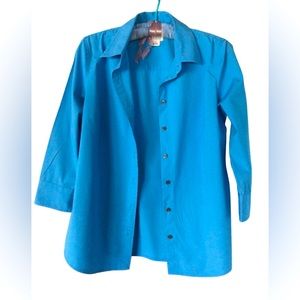Pretty Haberdashery J.Crew, ladies’ blue blouse, M, 3/4 sleeve.
